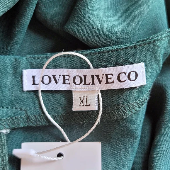 LOVE OLIVE CO 'Walsh' Dress Green Boho Lagenlook Tiered Long Sleeve Maxi NWT - Picture 5 of 7